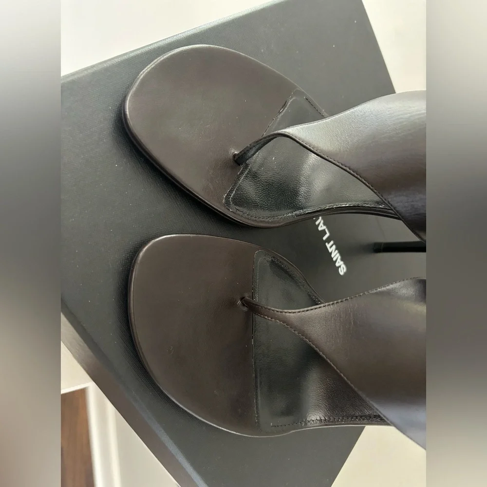 Saint Laurent Nappa Giannutri Harris eagle brown  leather heels size 39